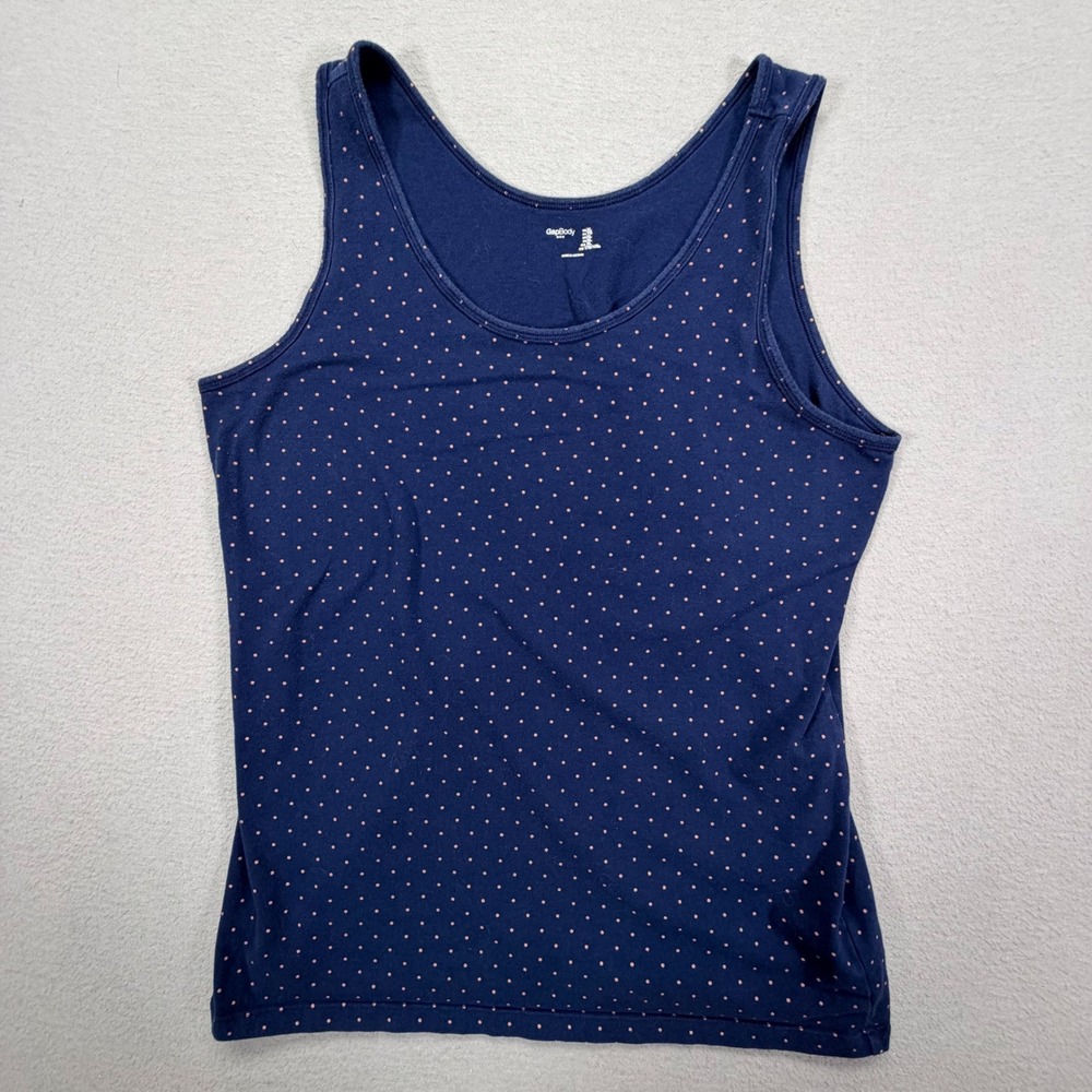 GapBody Women Tank Top Regular Navy Polka Dot Scoop Neck XL